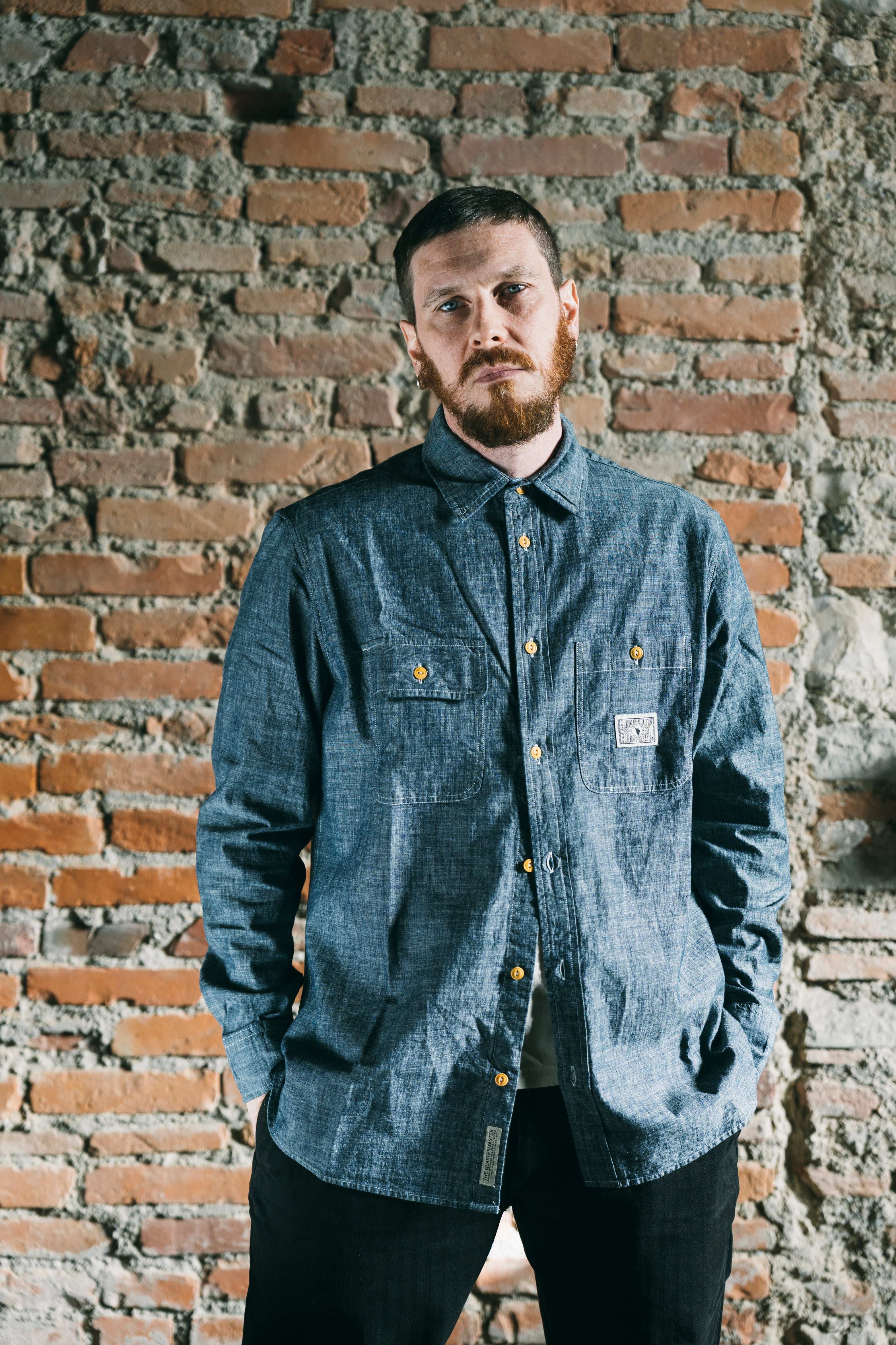 Camicia chambray GREY 100% cotone