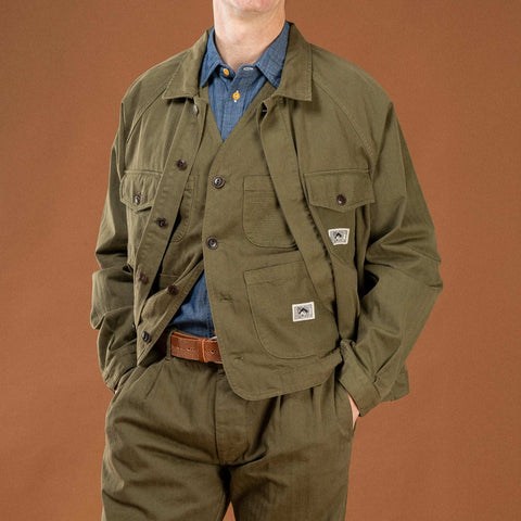French Chino OLIVE 100% cotone HBT