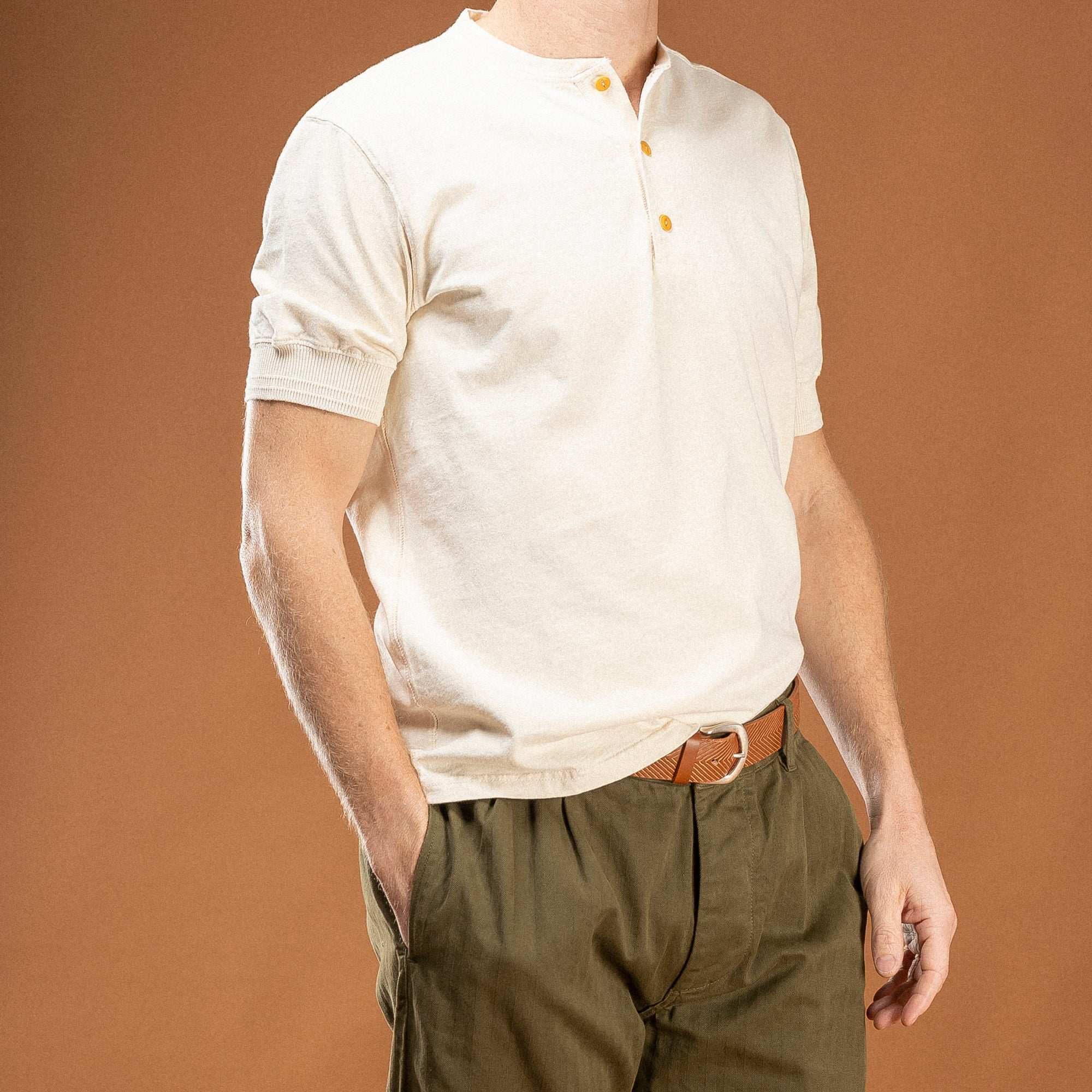 Henley NATURAL 100% cotone