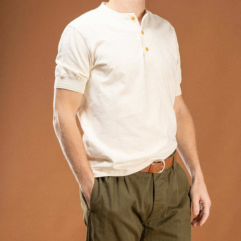 Henley NATURAL 100% cotone