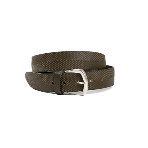 Alberto Luti x The Quartermaster Herringbone Belt GRIGIOVERDE