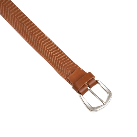 Alberto Luti x The Quartermaster Herringbone Belt CUOIO