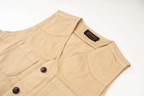 Fisherman vest KHAKI 100% cotone HBT