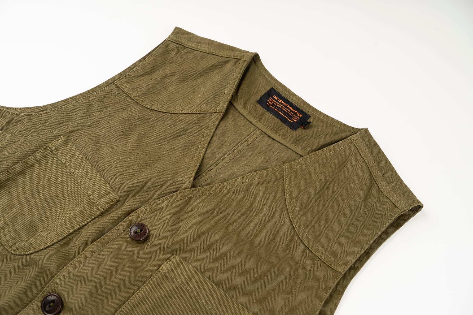 Fisherman vest OLIVE 100% cotone HBT