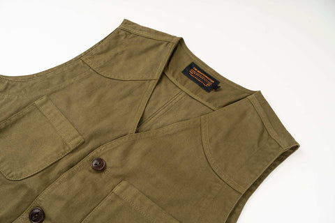 Fisherman vest OLIVE 100% cotone HBT
