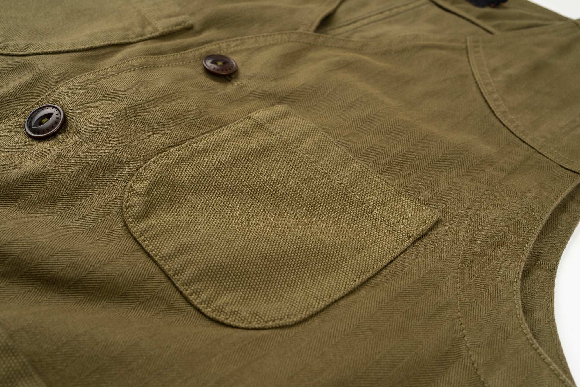 Fisherman vest OLIVE 100% cotone HBT