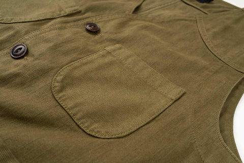 Fisherman vest OLIVE 100% cotone HBT
