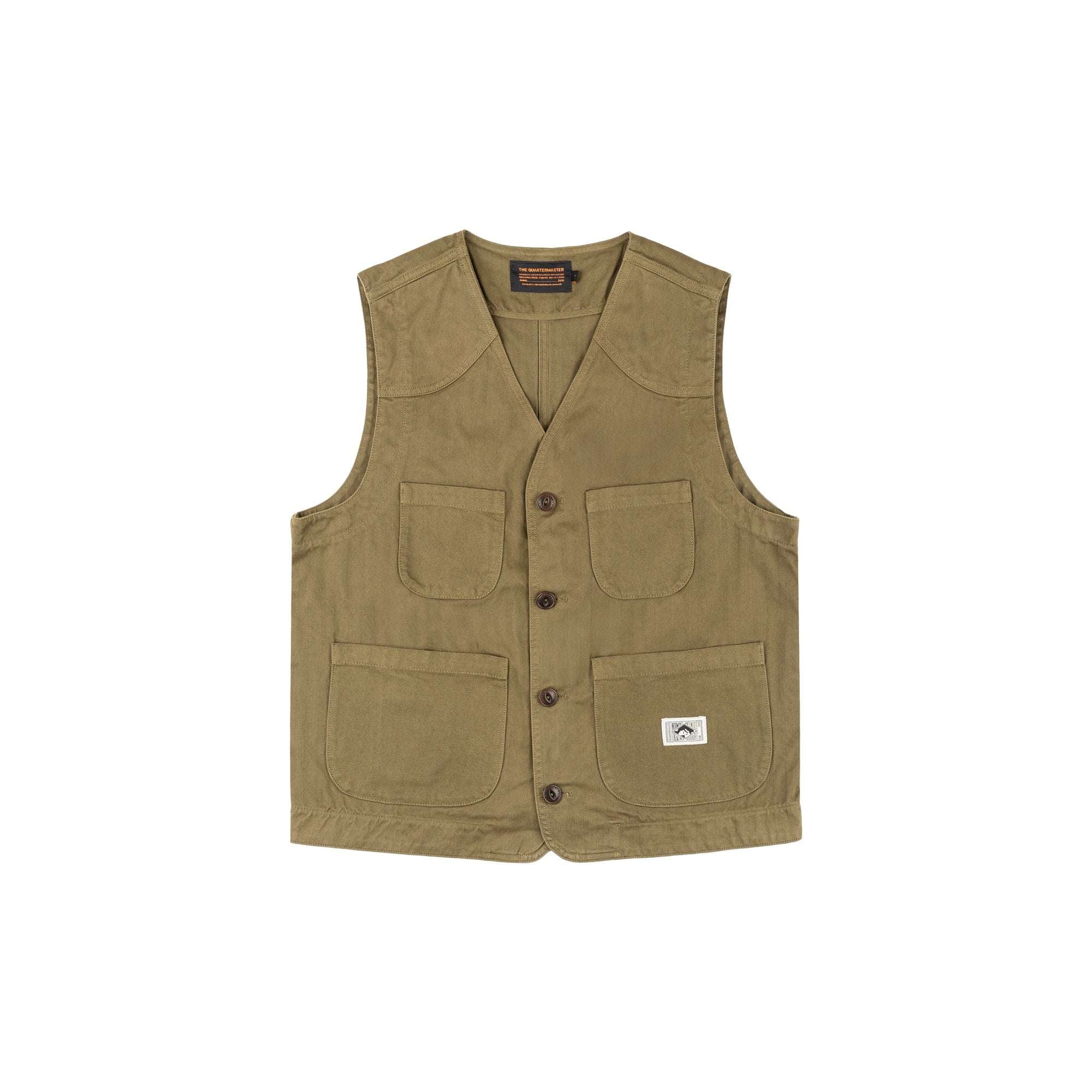 Fisherman vest OLIVE 100% cotone HBT